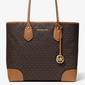 Michael Eva Large Logo Tote Bag with red interior